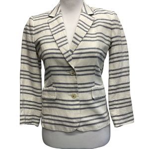 Banana Republic Striped Linen‎ Cotton Blend Blazer Jacket Size Petite 2P